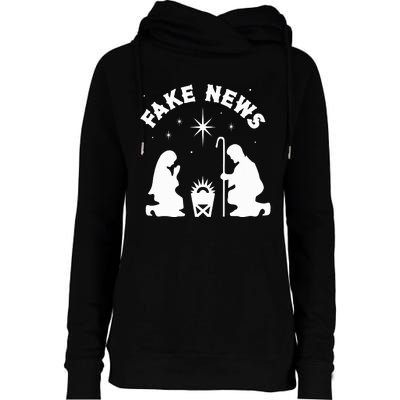 Anti Christmas Religion Atheist Fake News Nativity Scene  Womens Funnel Neck Pullover Hood