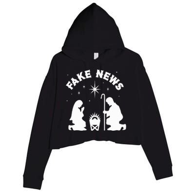 Anti Christmas Religion Atheist Fake News Nativity Scene  Crop Fleece Hoodie