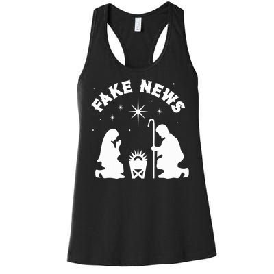 Anti Christmas Religion Atheist Fake News Nativity Scene  Women's Racerback Tank