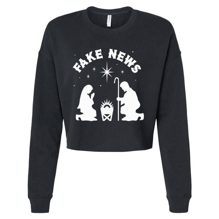 Anti Christmas Religion Atheist Fake News Nativity Scene  Cropped Pullover Crew