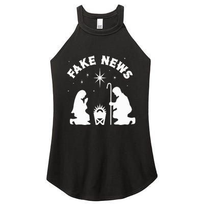 Anti Christmas Religion Atheist Fake News Nativity Scene  Women's Perfect Tri Rocker Tank