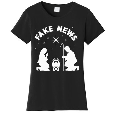 Anti Christmas Religion Atheist Fake News Nativity Scene  Women's T-Shirt