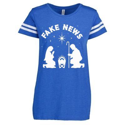 Anti Christmas Religion Atheist Fake News Nativity Scene  Enza Ladies Jersey Football T-Shirt