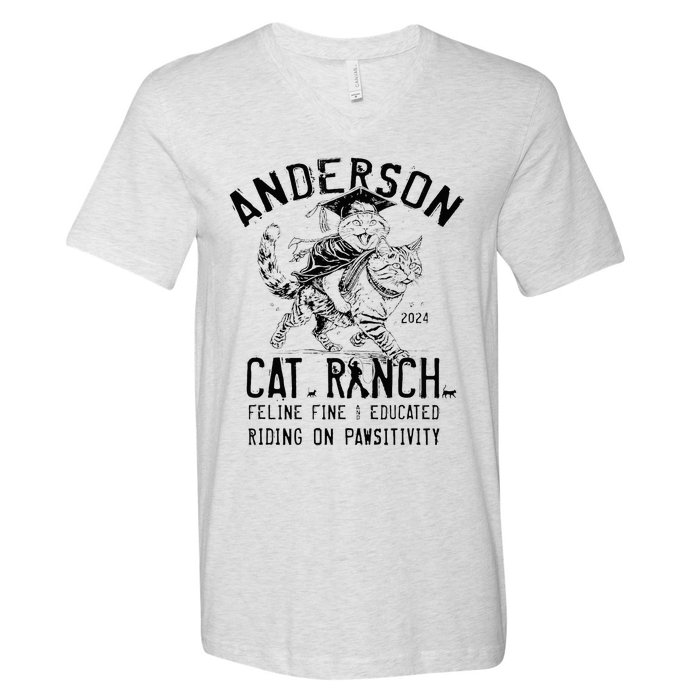 Anderson Cat Ranch Educated Graphic V-Neck T-Shirt