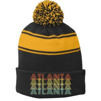 Atlanta City Retro Vintage Hometown Georgia Stripe Pom Pom Beanie