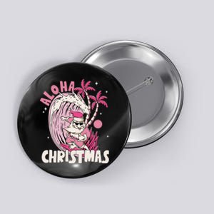 Aloha Christmas Retro Pink Santa Surfing Mele Kalikimaka Button