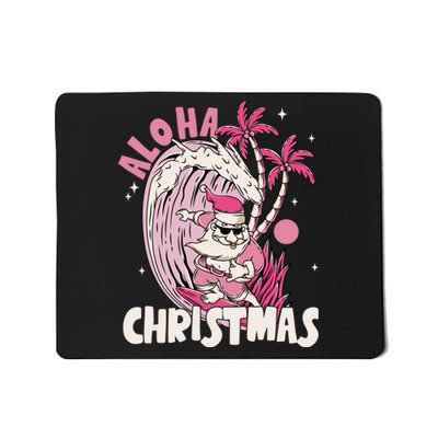 Aloha Christmas Retro Pink Santa Surfing Mele Kalikimaka Mousepad