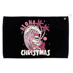 Aloha Christmas Retro Pink Santa Surfing Mele Kalikimaka Grommeted Golf Towel