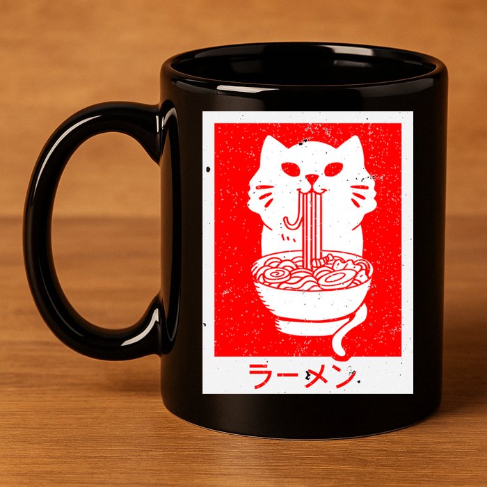 Anime Cat Ramen Kawaii Neko Noodles 11oz C Handle Ceramic Mug