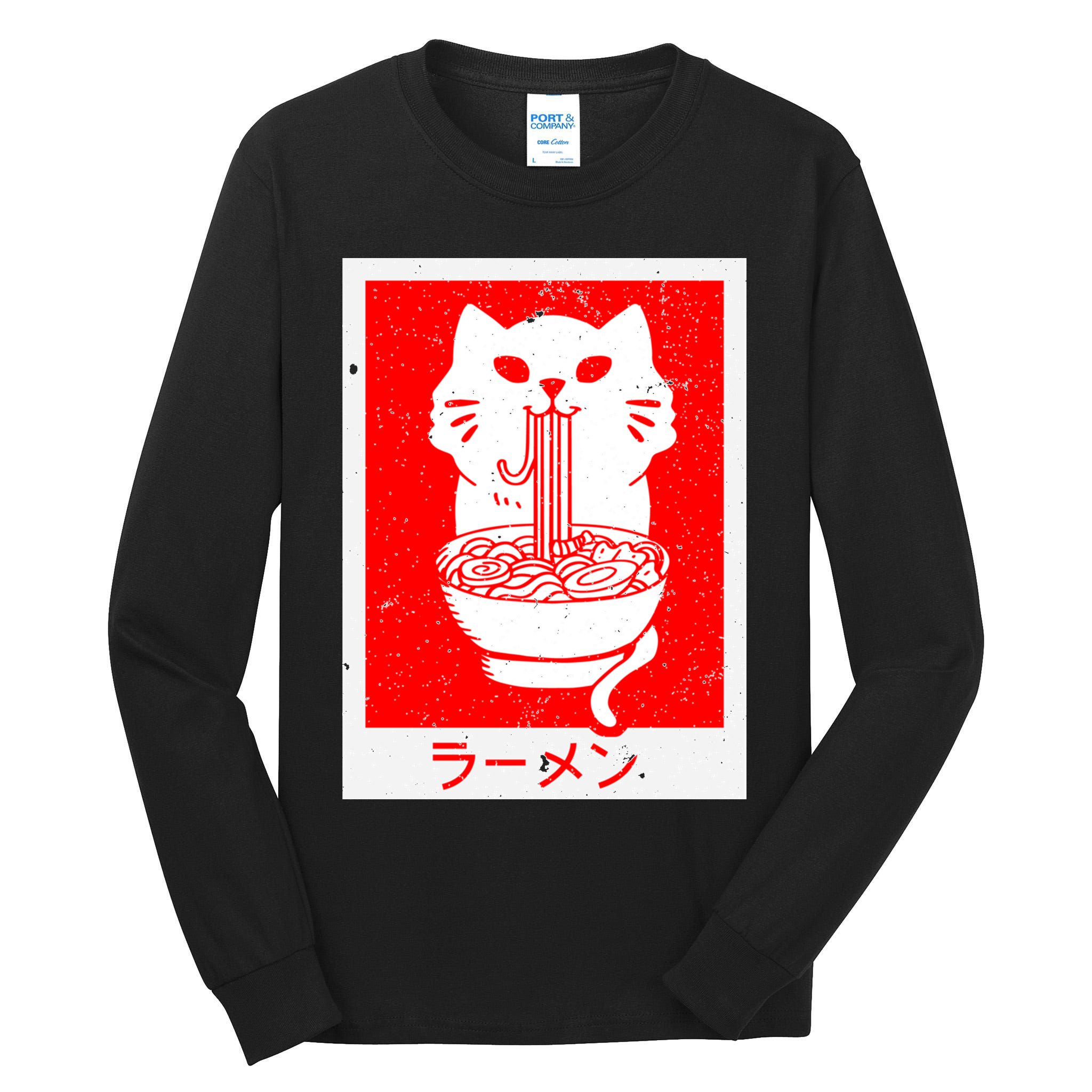 Anime Cat Ramen Kawaii Neko Noodles Tall Long Sleeve T-Shirt