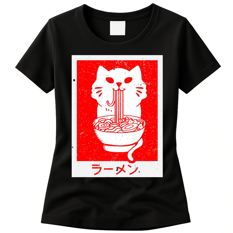 Anime Cat Ramen Kawaii Neko Noodles Womens T-Shirt