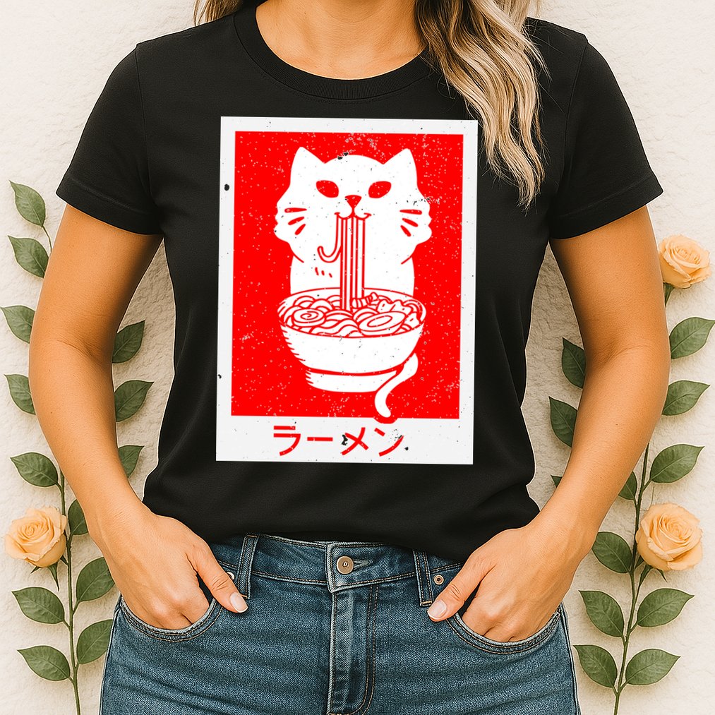 Anime Cat Ramen Kawaii Neko Noodles Womens T-Shirt