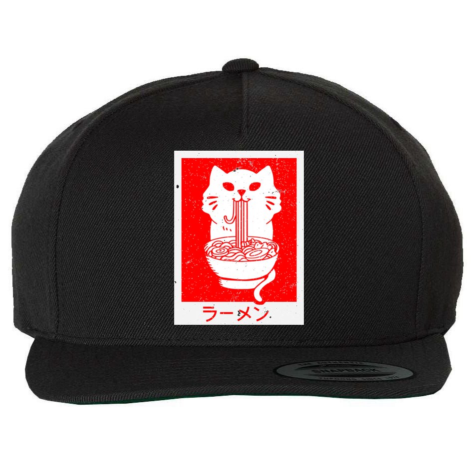 Anime Cat Ramen Kawaii Neko Noodles Wool Snapback Cap