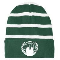 Anonymous Collective Symbol Striped Beanie with Solid Band