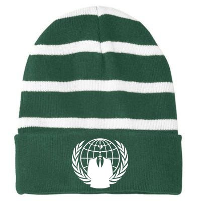 Anonymous Collective Symbol Striped Beanie with Solid Band