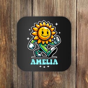 Amelia Cute Sunflower Gift Coaster