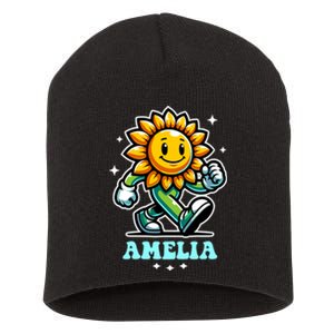 Amelia Cute Sunflower Gift Short Acrylic Beanie