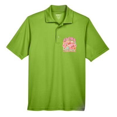 Aloha Christmas Santa Claus Surfing Hawaiian Mele Kalikimaka Men's Origin Performance Pique Polo