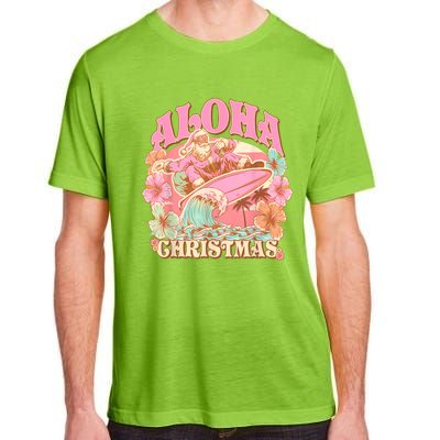 Aloha Christmas Santa Claus Surfing Hawaiian Mele Kalikimaka Adult ChromaSoft Performance T-Shirt