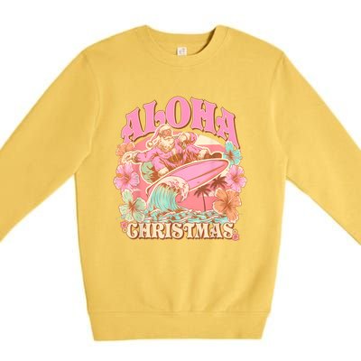 Aloha Christmas Santa Claus Surfing Hawaiian Mele Kalikimaka Premium Crewneck Sweatshirt