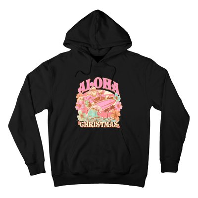 Aloha Christmas Santa Claus Surfing Hawaiian Mele Kalikimaka Hoodie