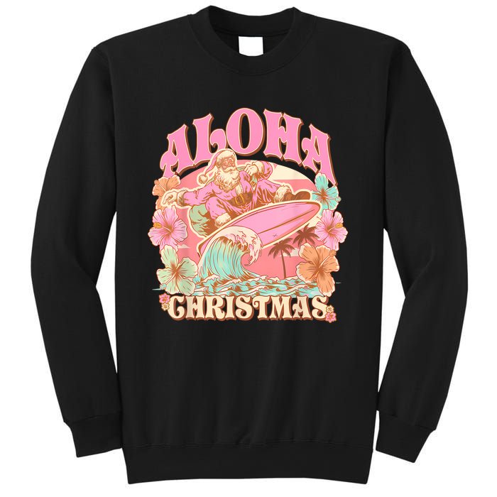 Aloha Christmas Santa Claus Surfing Hawaiian Mele Kalikimaka Sweatshirt