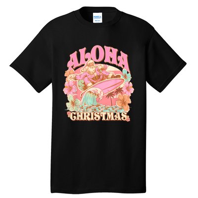 Aloha Christmas Santa Claus Surfing Hawaiian Mele Kalikimaka Tall T-Shirt