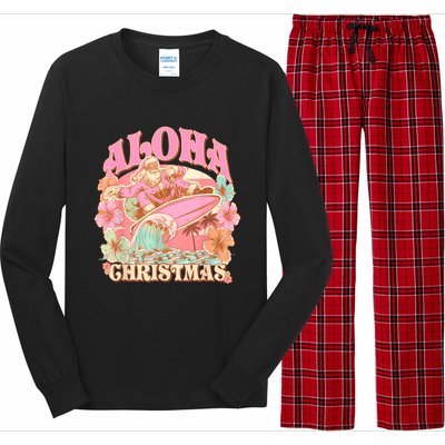 Aloha Christmas Santa Claus Surfing Hawaiian Mele Kalikimaka Long Sleeve Pajama Set