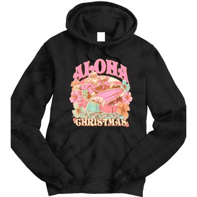 Aloha Christmas Santa Claus Surfing Hawaiian Mele Kalikimaka Tie Dye Hoodie