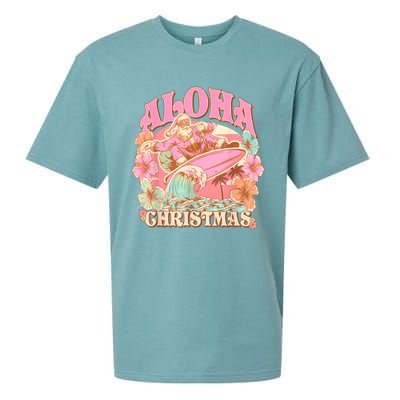 Aloha Christmas Santa Claus Surfing Hawaiian Mele Kalikimaka Sueded Cloud Jersey T-Shirt