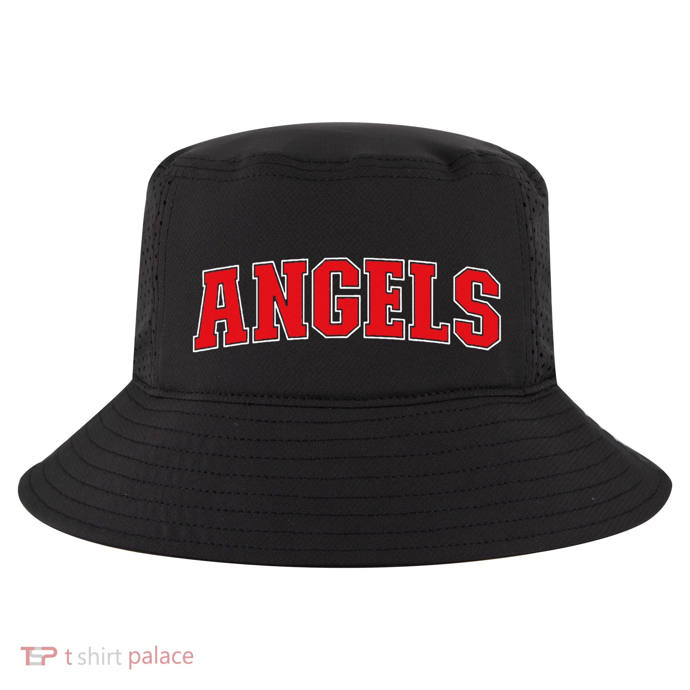 Angels California Souvenir Trip College Style Red Text Cool Comfort Performance Bucket Hat