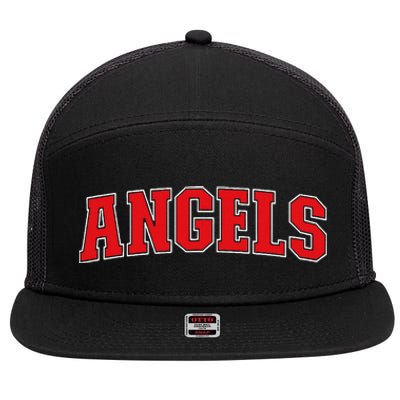 Angels California Souvenir Trip College Style Red Text 7 Panel Mesh Trucker Snapback Hat