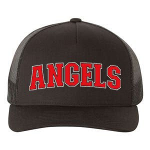 Angels California Souvenir Trip College Style Red Text Yupoong Adult 5-Panel Trucker Hat