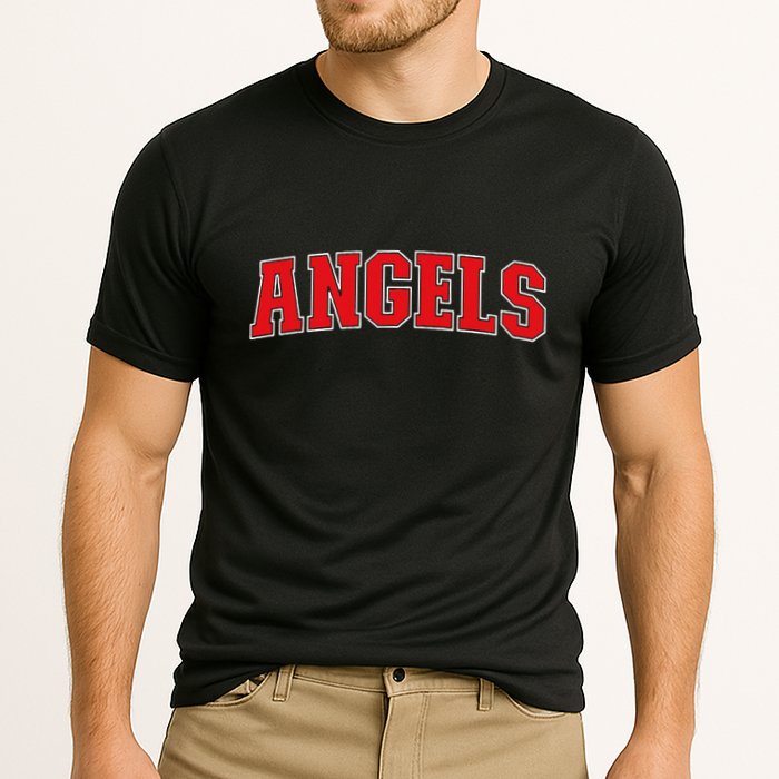 Angels California Souvenir Trip College Style Red Text Cooling Performance Crew T-Shirt