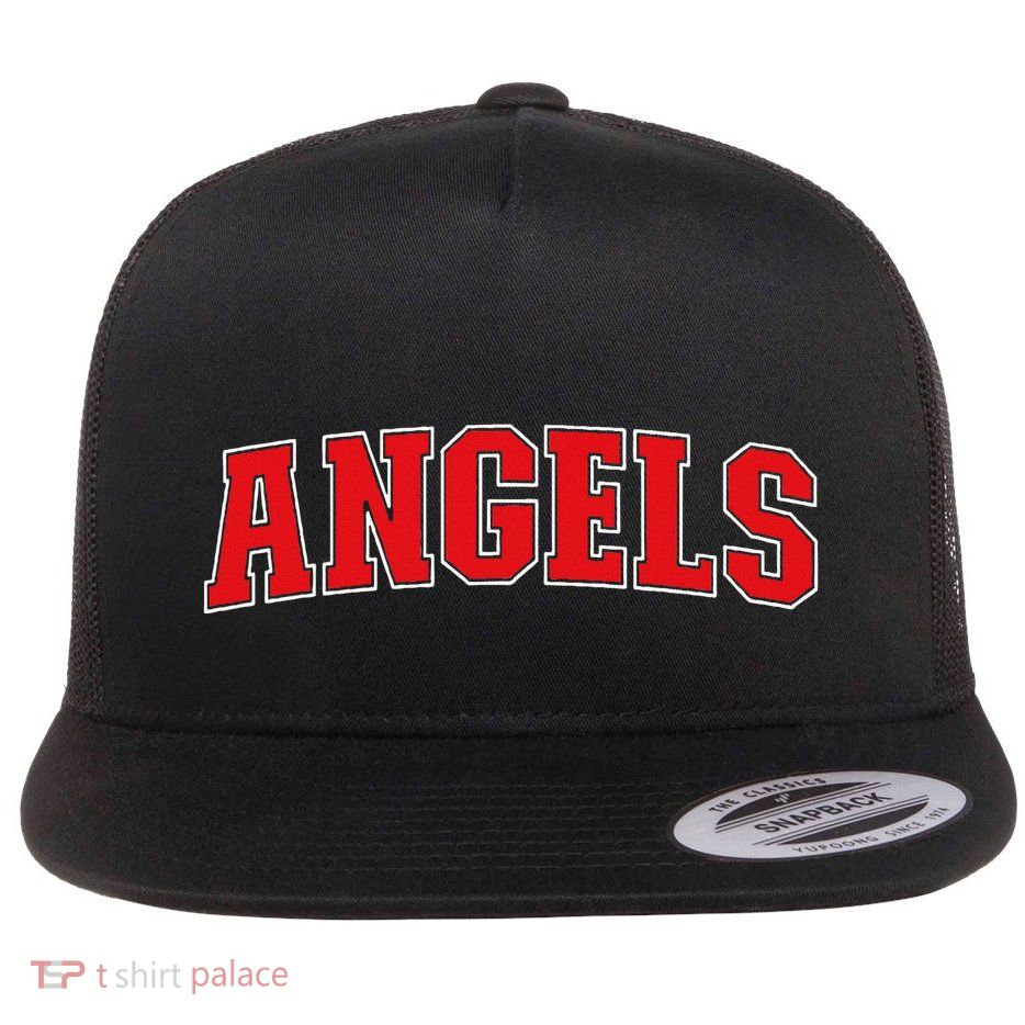 Angels California Souvenir Trip College Style Red Text Flatbill Hat