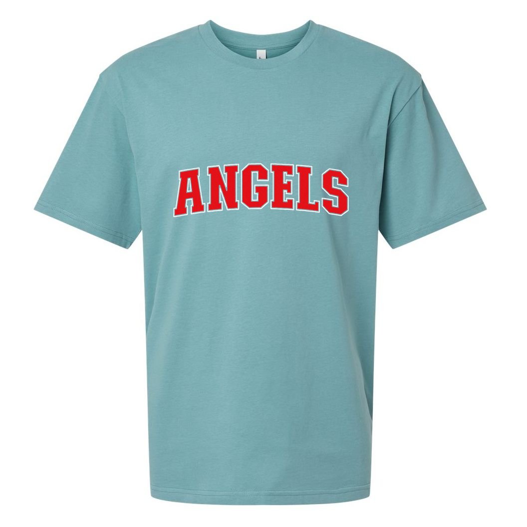 Angels California Souvenir Trip College Style Red Text Sueded Cloud Jersey T-Shirt