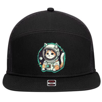 Astronaut Cat Space Helmet 7 Panel Mesh Trucker Snapback Hat