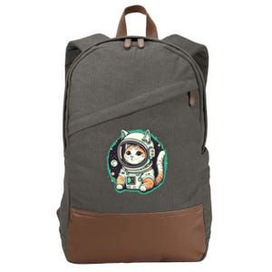 Astronaut Cat Space Helmet Cotton Canvas Backpack