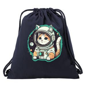 Astronaut Cat Space Helmet Drawstring Bag