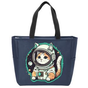 Astronaut Cat Space Helmet Zip Tote Bag