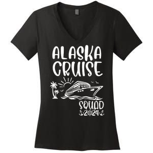 Alaska Cruise Squad 2024 Alaska Holiday Family Matching Women's V-Neck T-Shirt