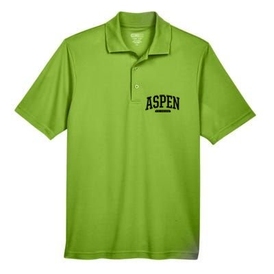 Aspen Colorado Souvenirs College Style Aspen Colorado Souvenir Men's Origin Performance Pique Polo