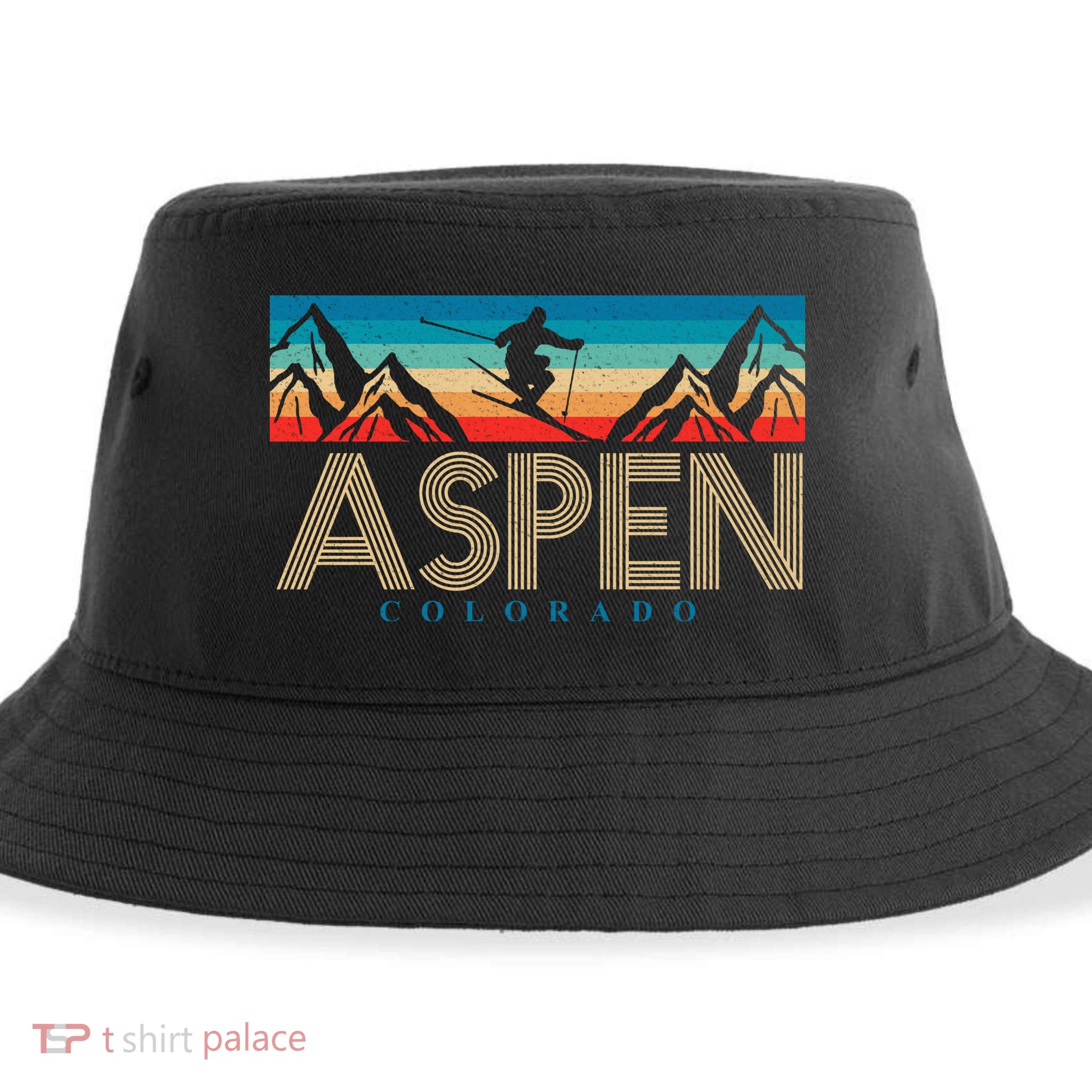 Aspen Colorado Ski Sunset Mountain Sustainable Bucket Hat