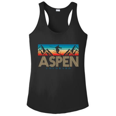 Aspen Colorado Ski Sunset Mountain Ladies PosiCharge Competitor Racerback Tank