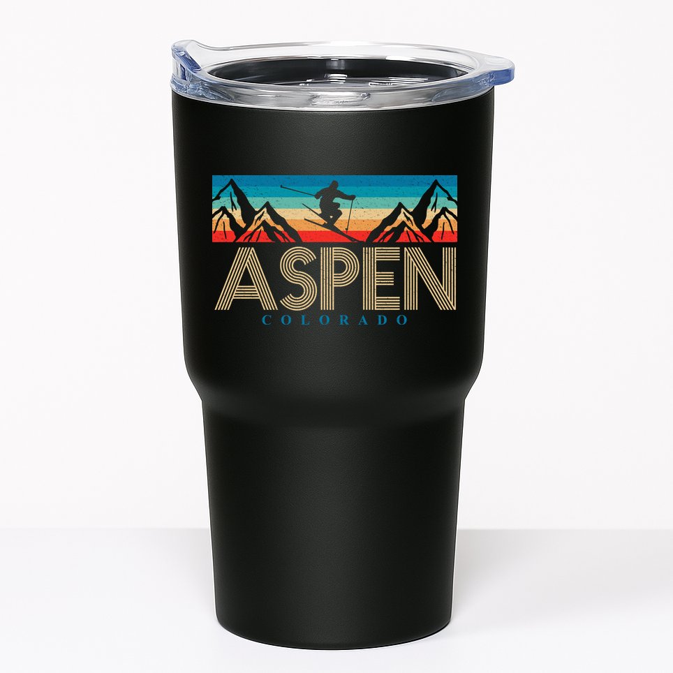 Aspen Colorado Ski Sunset Mountain Tumbler