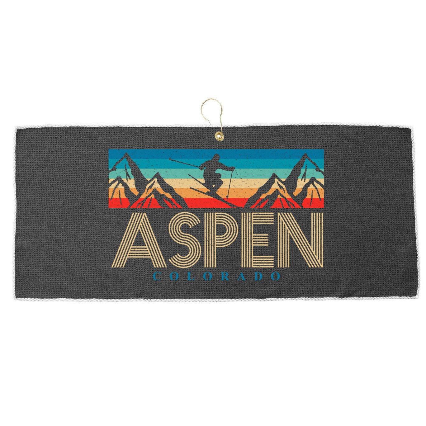 Aspen Colorado Ski Sunset Mountain Large Microfiber Waffle Golf Towel