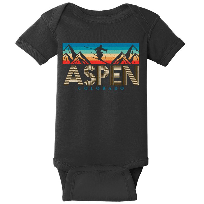 Aspen Colorado Ski Sunset Mountain Baby Bodysuit