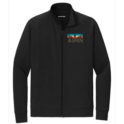 Aspen Colorado Ski Sunset Mountain Stretch Full-Zip Cadet Jacket