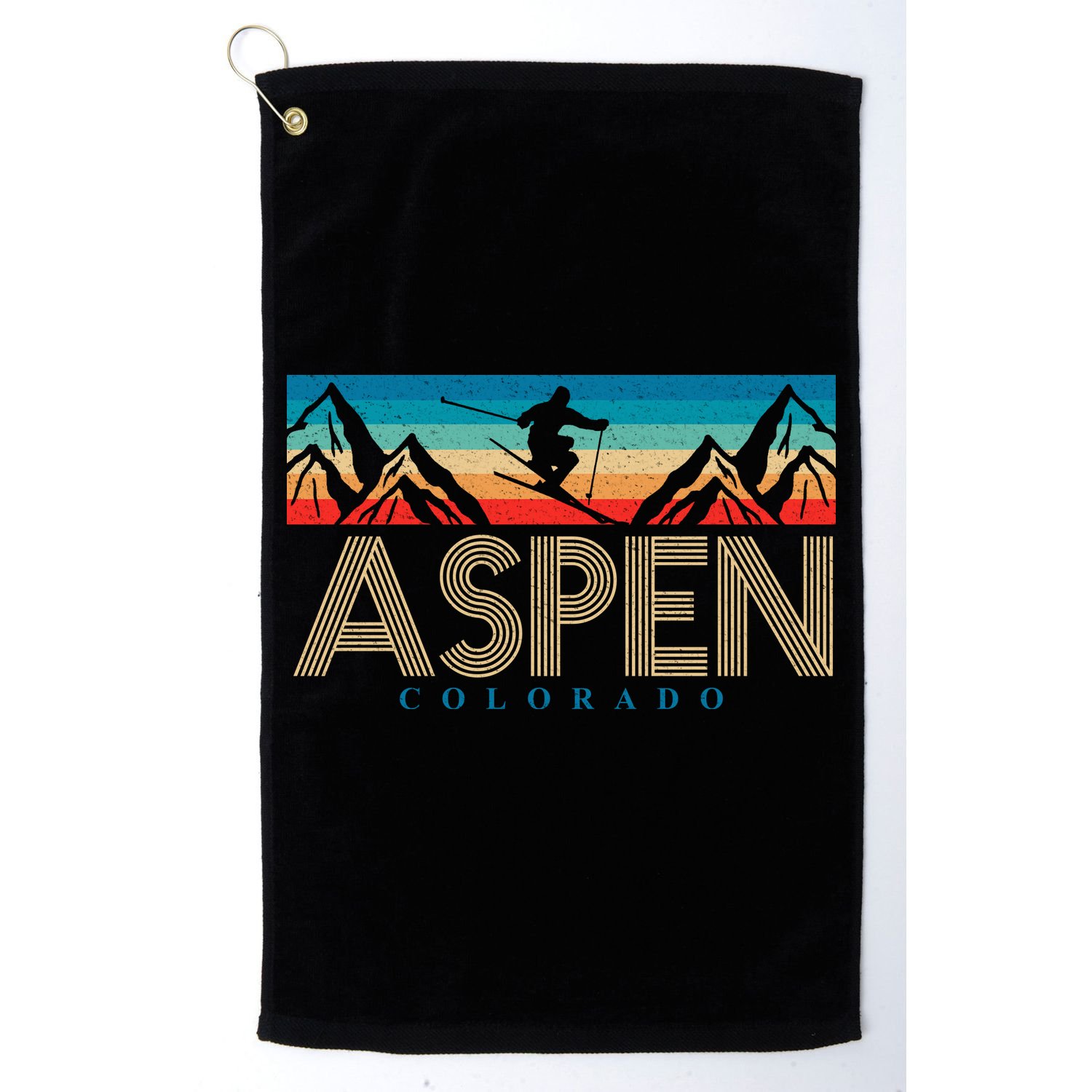 Aspen Colorado Ski Sunset Mountain Golf Towel