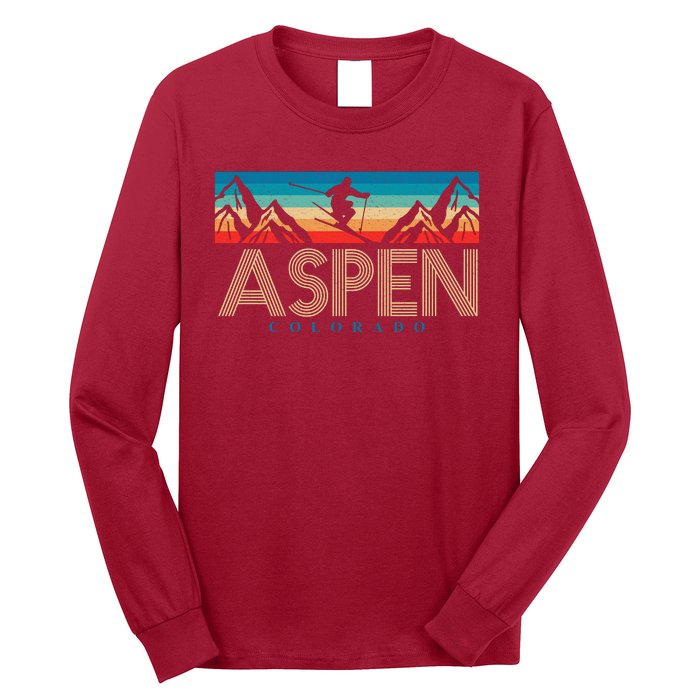 Aspen Colorado Ski Sunset Mountain Long Sleeve Shirt